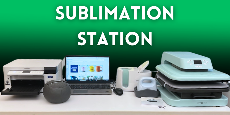 Printer, lap top, mug press, hat press, and automatic heat press.