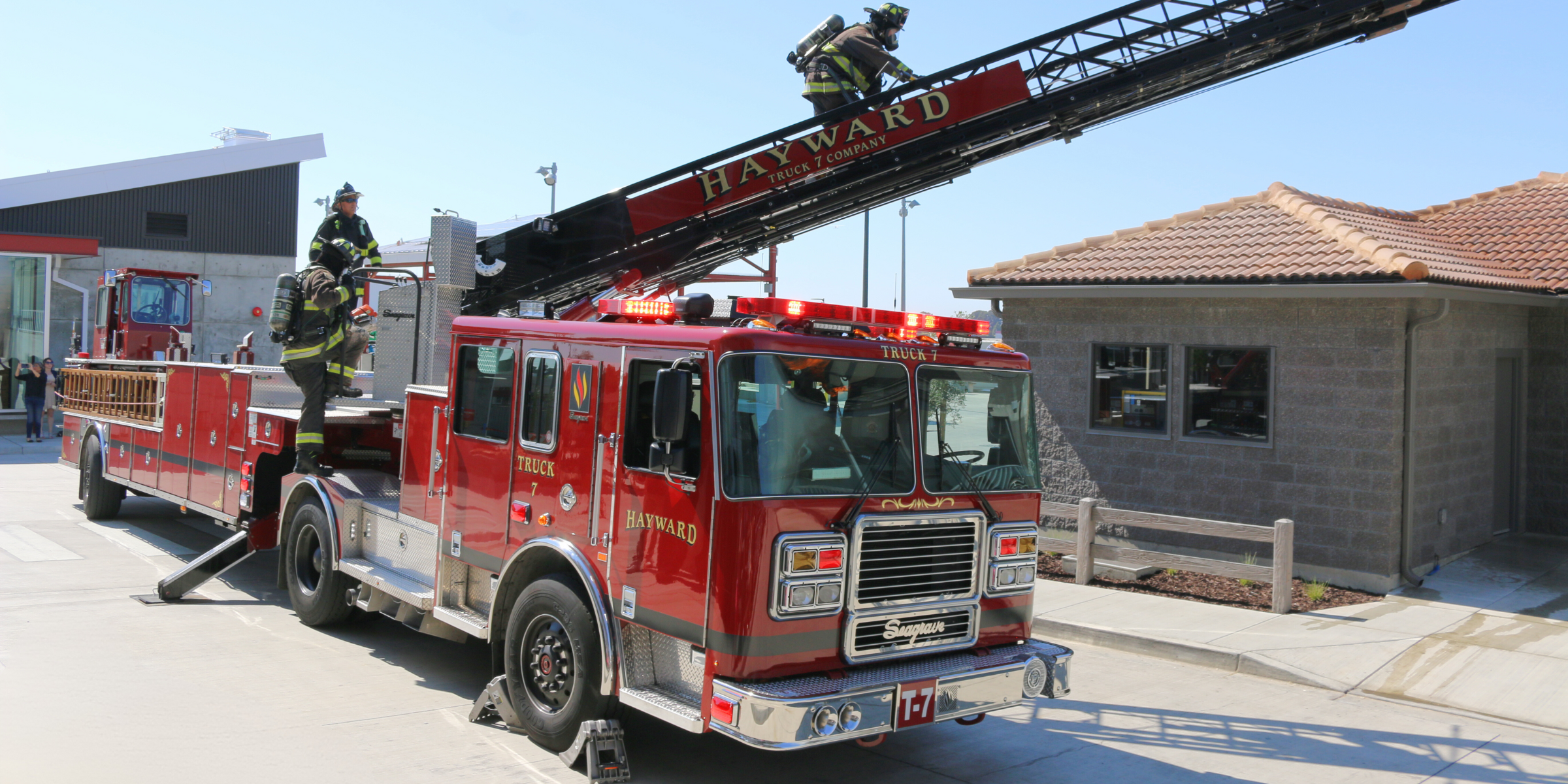 A ladder fire truck 