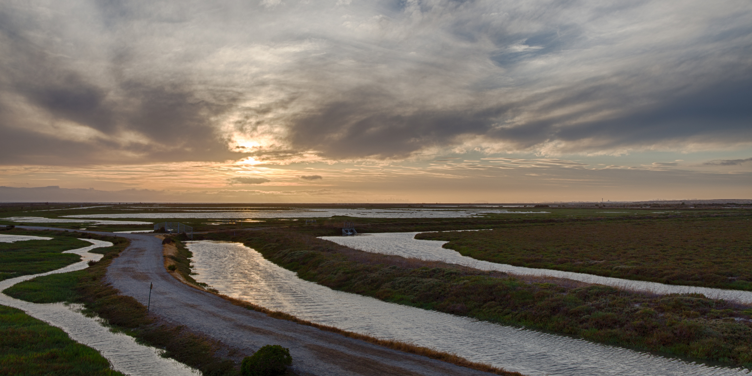 Hayward marshes at sunset