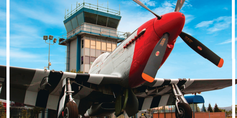 Photo of a propellor airplane. 