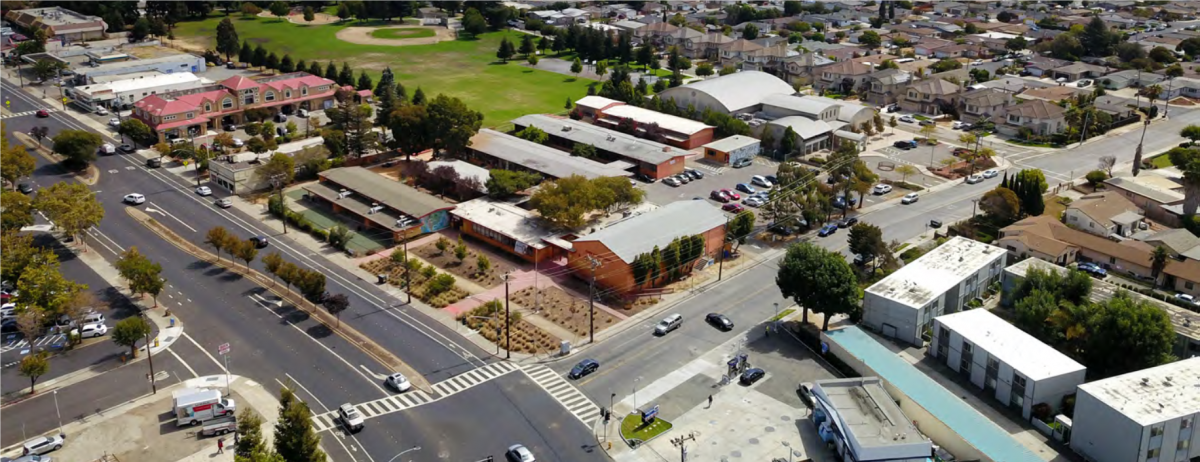 Aerial view of the  Proposed South Hayward Youth and Family Center
