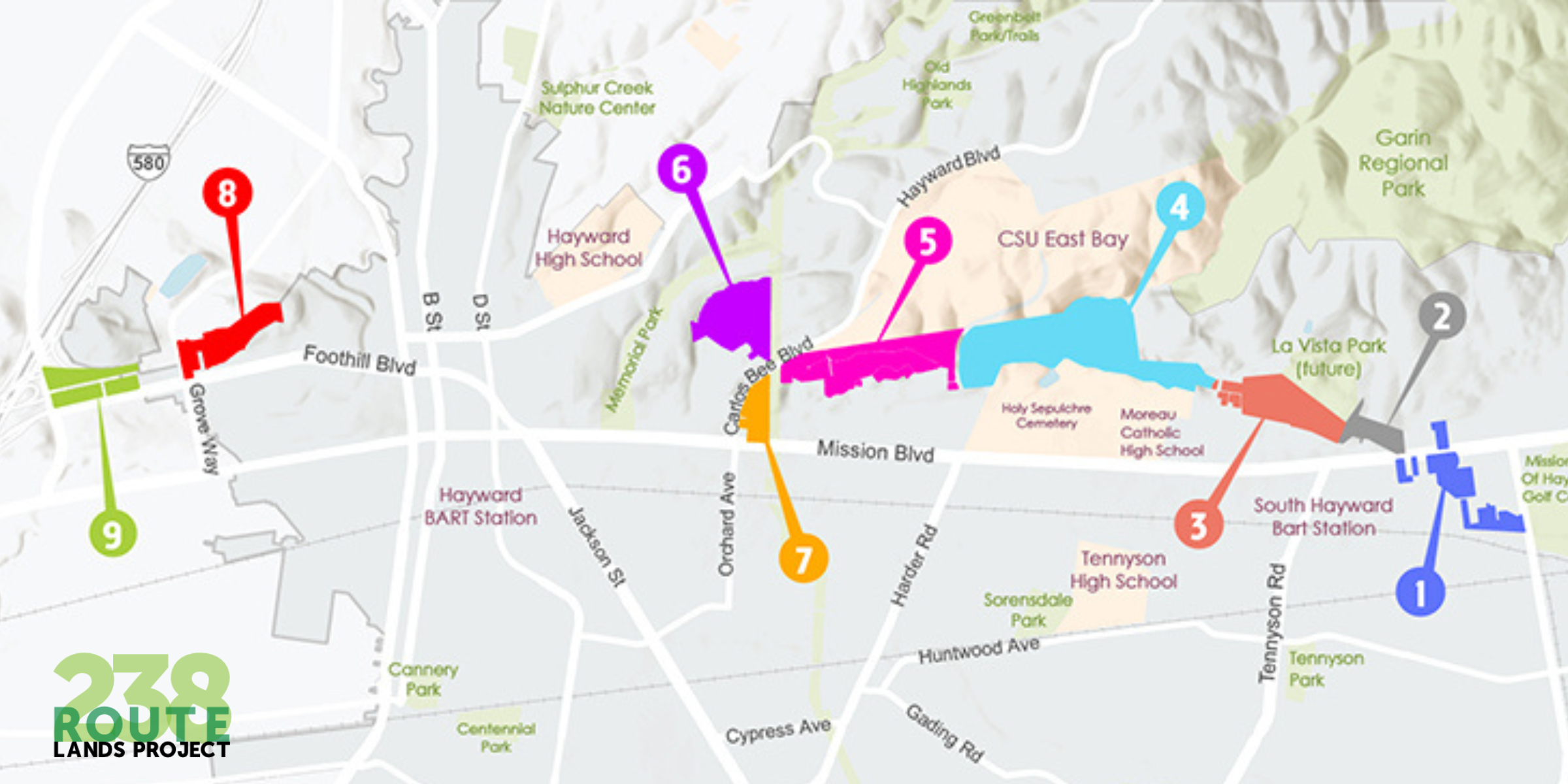 Route 238 map showing public owned lands