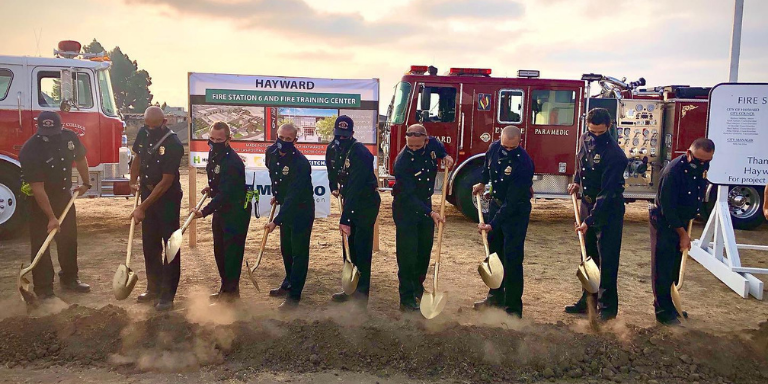 Hayward Fire Chiefs and Captains breaking ground at the new Hayward Fire Training Center and Station 6