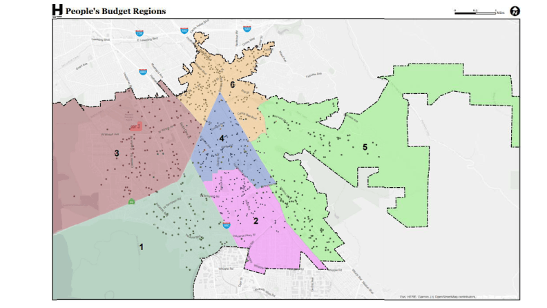 Map showing dots of where people voted in Hayward.