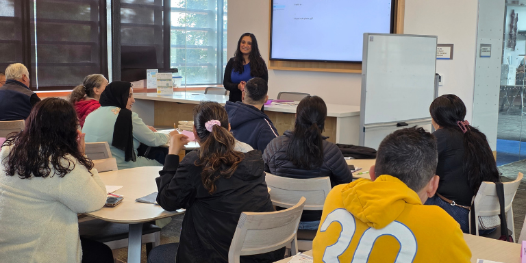 People attending a baisc English class