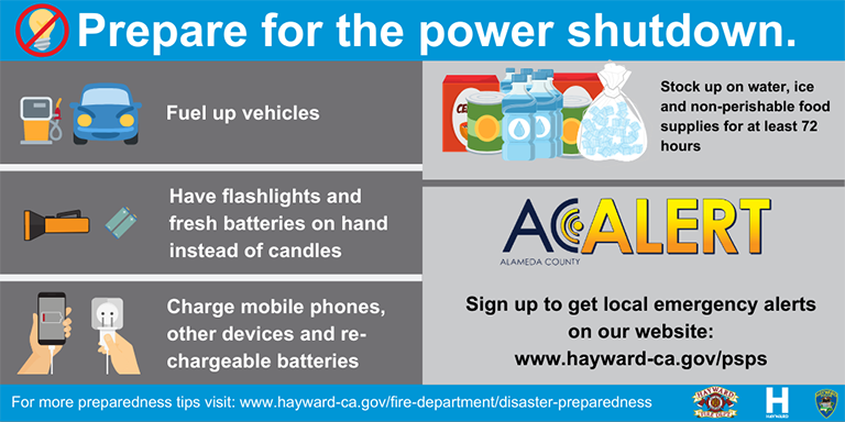 Prepare for the power shutdown info graphic depicting the information provided below.
