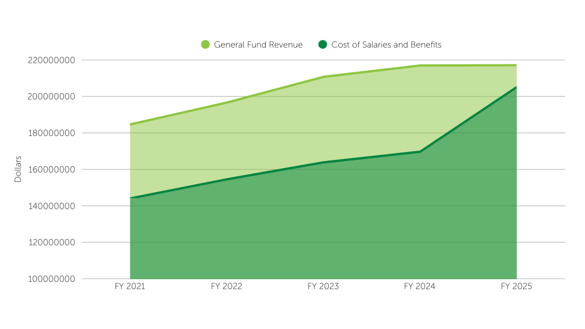 Fever shart showing the rising cost of salaries over time. 