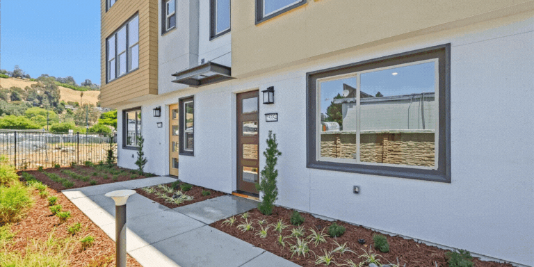 Townhouse style condos and common areas at SoMi Development