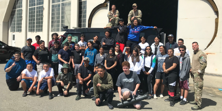 A group of Hayward youth and police officers