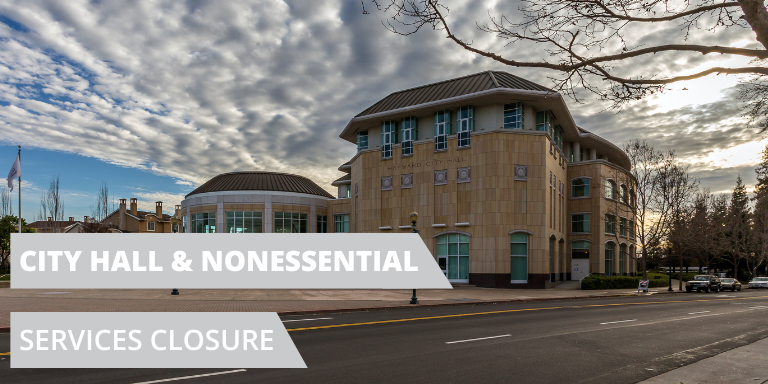 Hayward City Hall on a partly cloudy day