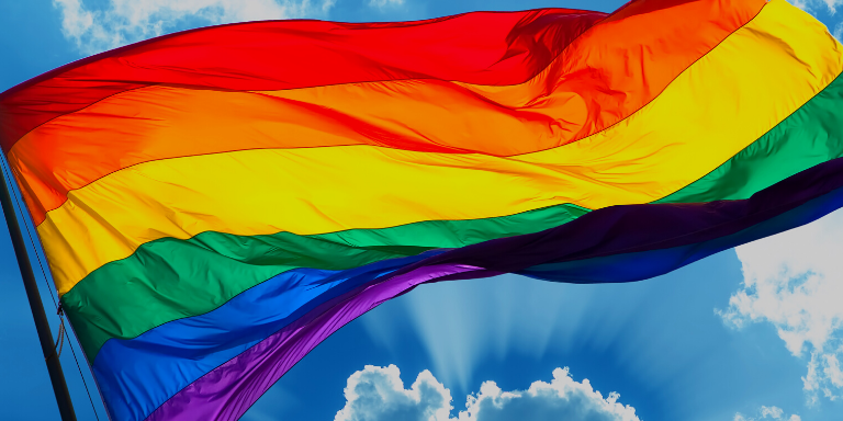 Brightly colored LGBTQ+ Pride flag
