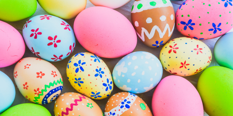 Colorfully dyed Easter eggs