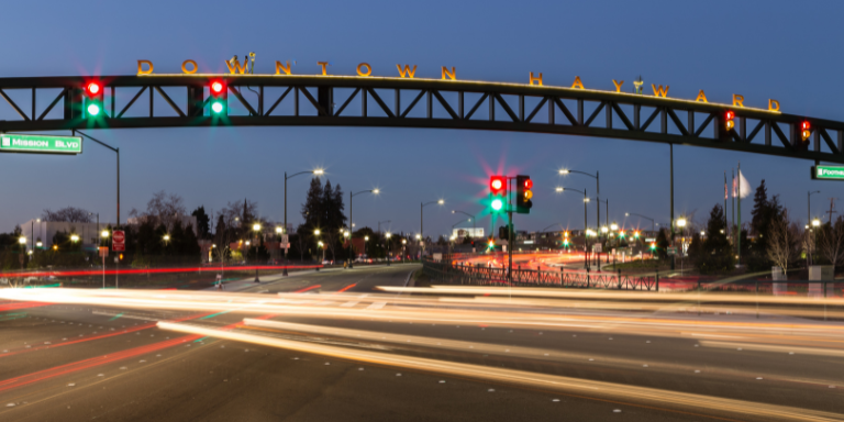 Downtown Hayward at night