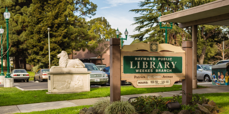 Weekes Branch Library lion statue