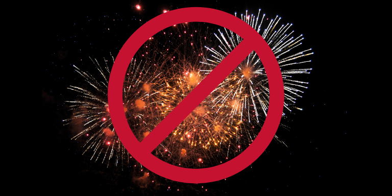 Fireworks with a no symbol 