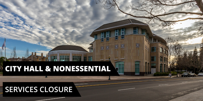 Hayward City Hall on a partly cloudy day