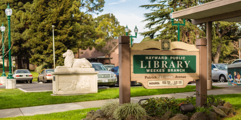 Weekes Branch Library sign.