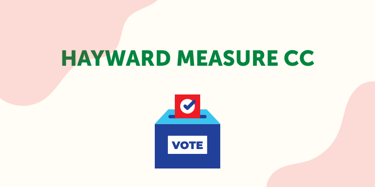 Illustration of a box that sys VOTE. Text above it reads Hayward Measure CC